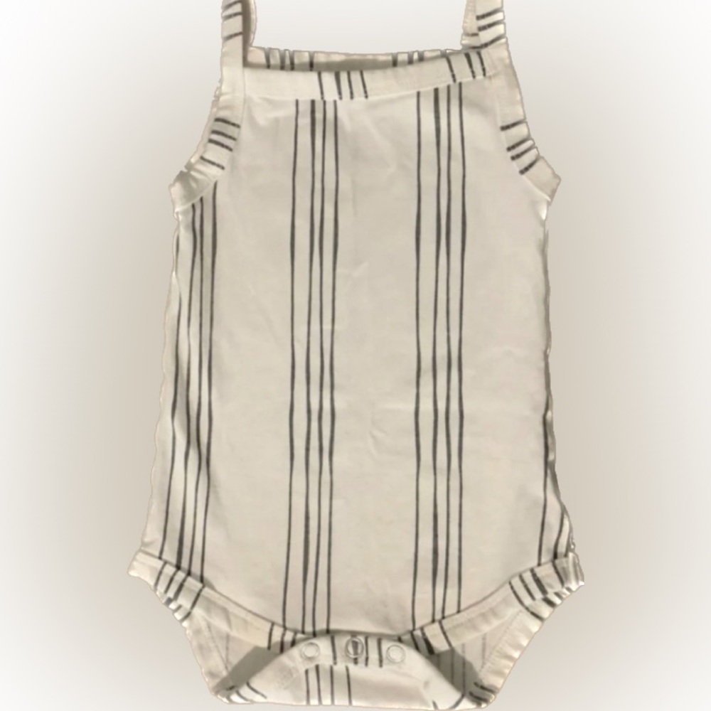 Little James romper cream White Gray Stripes Infant Baby 6-9 Mths Cavallari